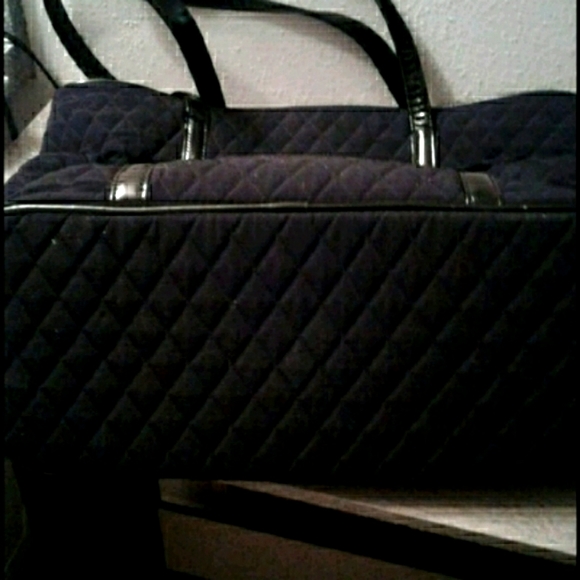 Vera Bradley Black Travel Overnight Bag Quilted Black Overnight Bag Tote Carry … - Picture 4 of 6